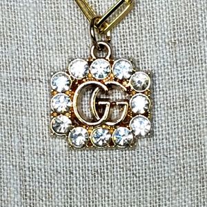 VINTAGE Gucci Crystal logo gold plated sterling silver 18" paperclip …